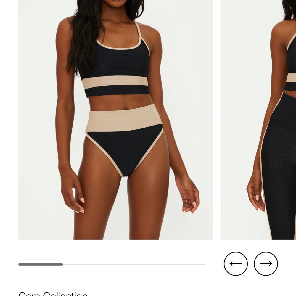 Beach Riot Black and Beige High-Waist Bikini Set - Women Swim